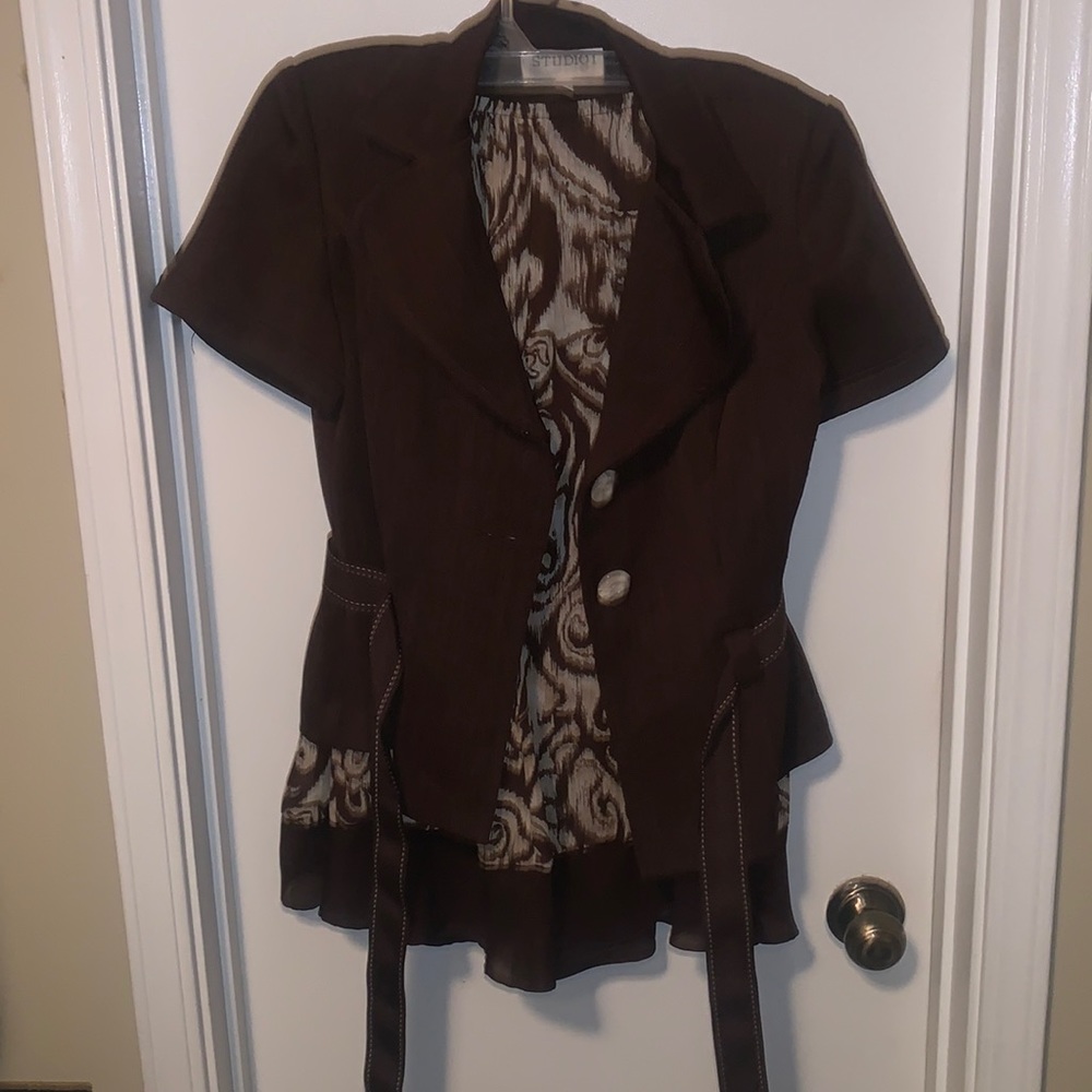 Brown skirt suit